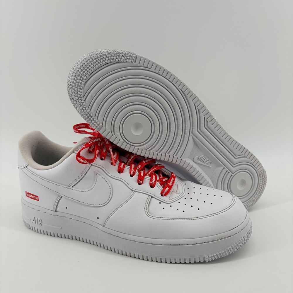 Nike Air Force 1 Low Supreme White CU9225-100 Box Logo Sneakers Mens Size 11